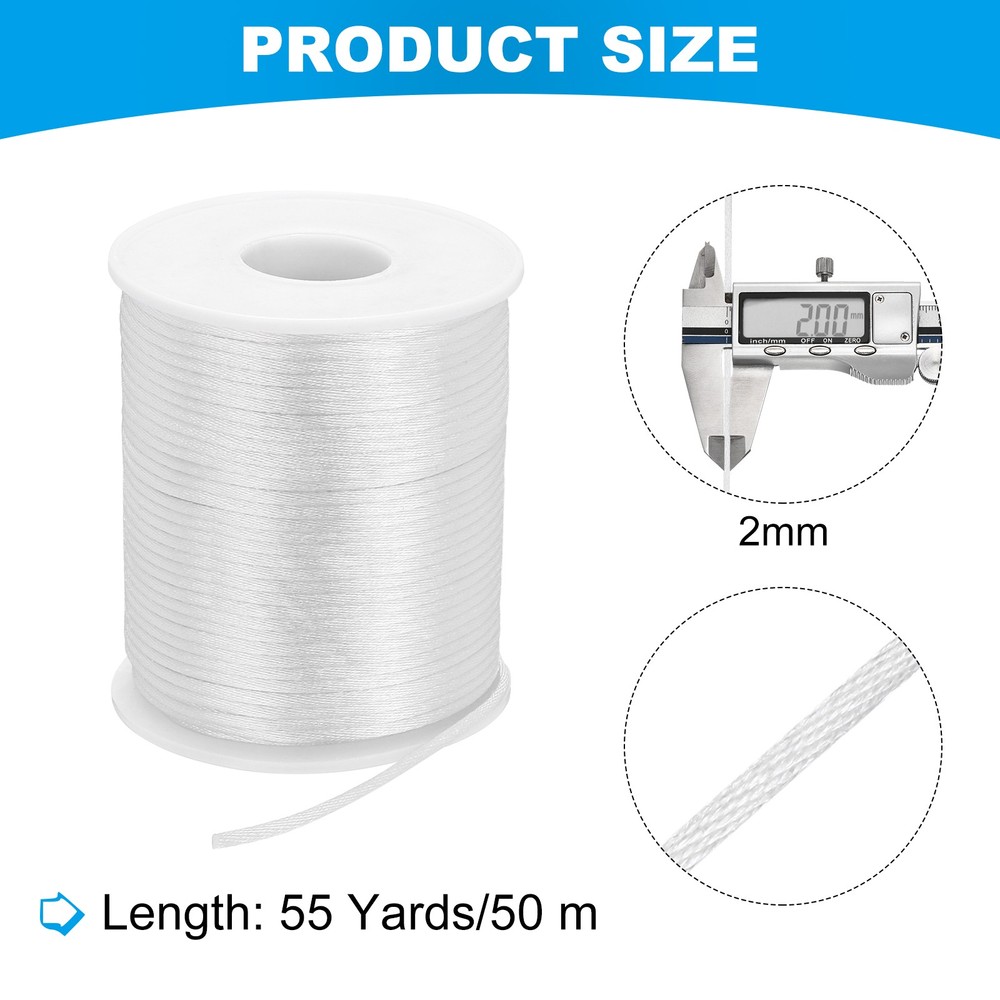 Nylon String Cord 2mm x 55 Yards Thread Twine String Beading Cord,White