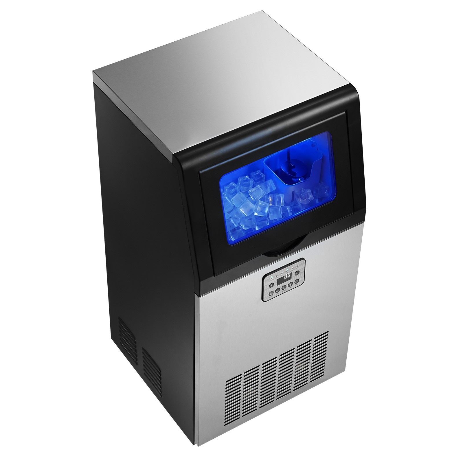 Uimoso Commercial Ice Maker 100lbs/24h with 30lbs Storage for Bar and Restaurant