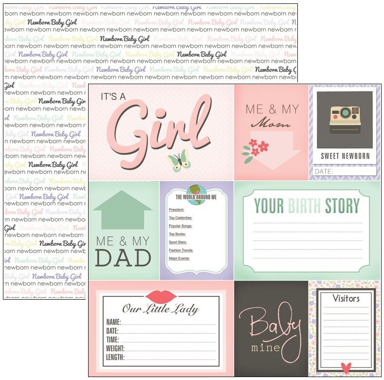 Baby's First Year, Girl, 13 sheets, scrapbook paper - Scrapbook Customs 36984