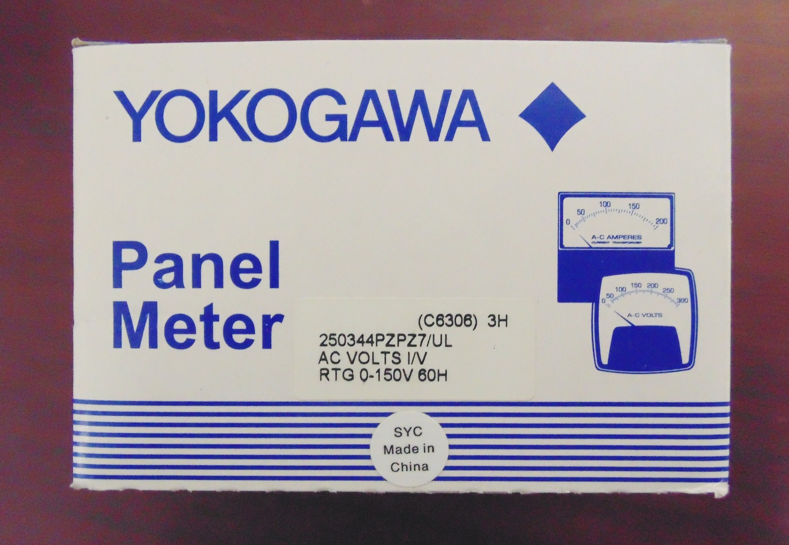 YOKOGAWA 250344PZPZ7 UL 0-150 Volt AC  Panel Meter   C6306 RTG 0-150V  0-150 VAC