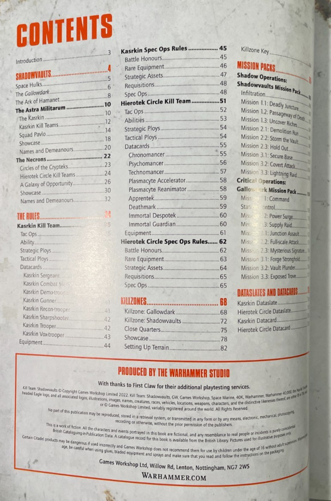 Warhammer 40K Kill Team Shadowvaults Rulebook Supplement Games Workshop