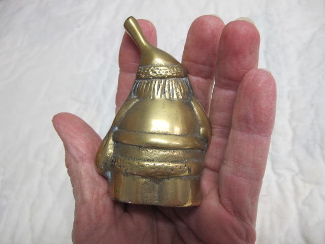 Small Solid Brass Figural Santa Bell