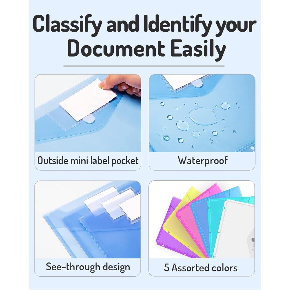 Heavy Duty Plastic Binder Pocket Folders 10 Pack Side Load Pockets Secure