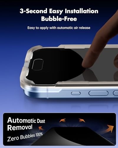 Privacy Screen Protector for Shatterproof Tempered Glass [True iPhone 17 Black