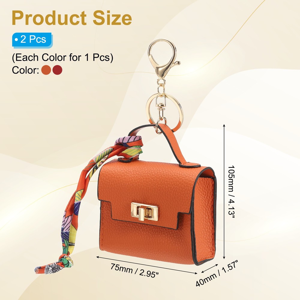 2 Pcs Mini Backpack Keychain Pouch, Red/Orange