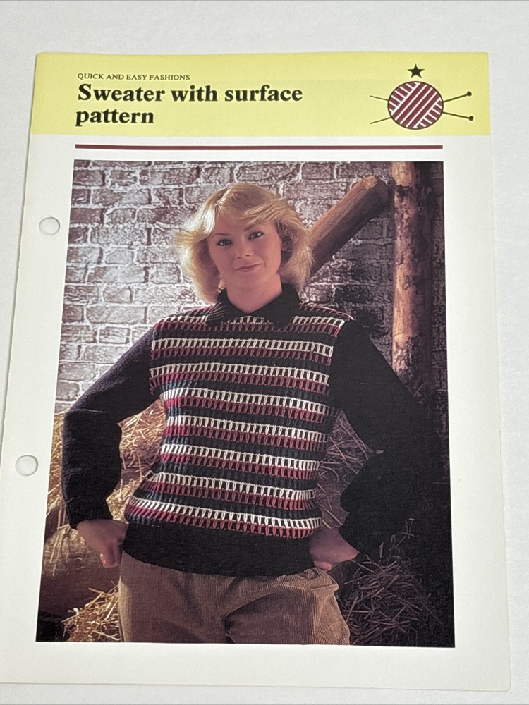 Sweater With Surface Pattern Women's Knitting Pattern Card