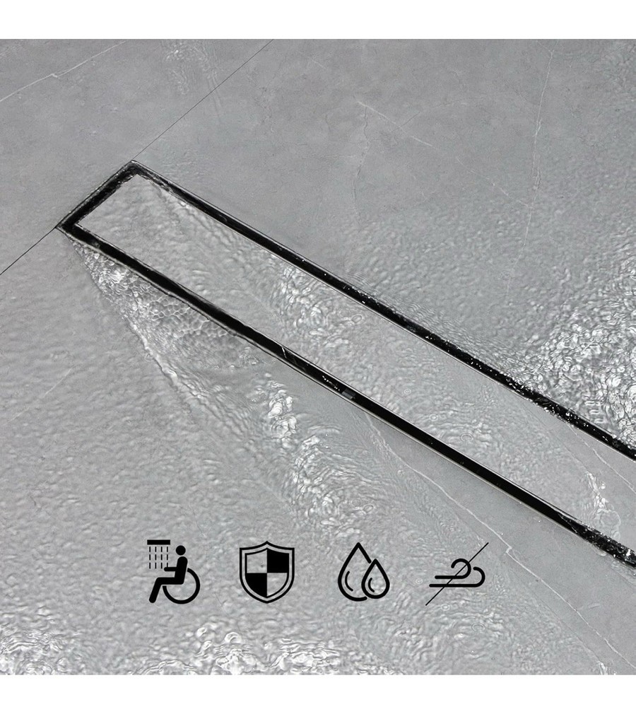 Linear Shower Drain, Shower Drain 54 inch with Flat & Tile Insert 2 in 1 Panel