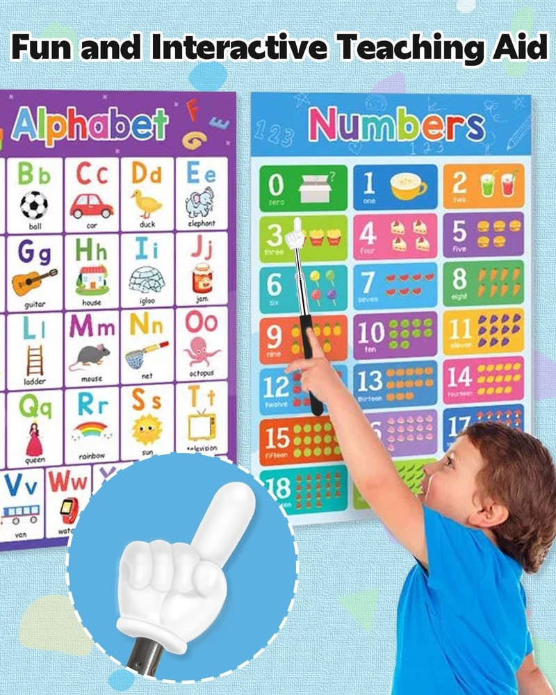 Retractable Teacher Pointer for Classroom Kids Reading, Dumero Extendable Fin