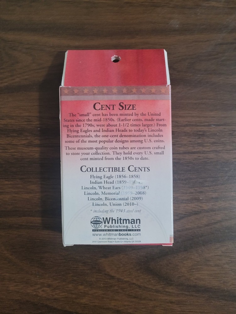 Whitman Cent Size 5 Coin Tubes U.S. Coins