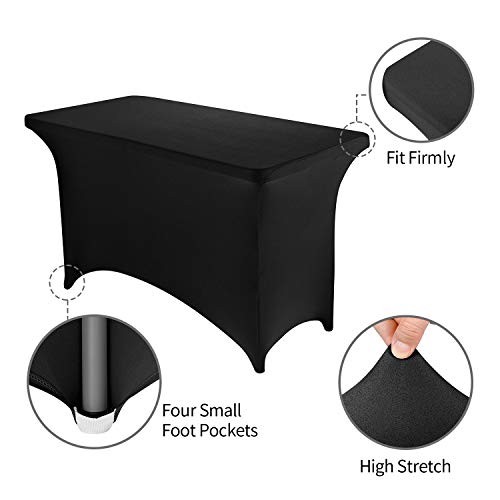4FT Spandex Table Cover Rectangular Stretch 48" x 30" (Rectangular) Black