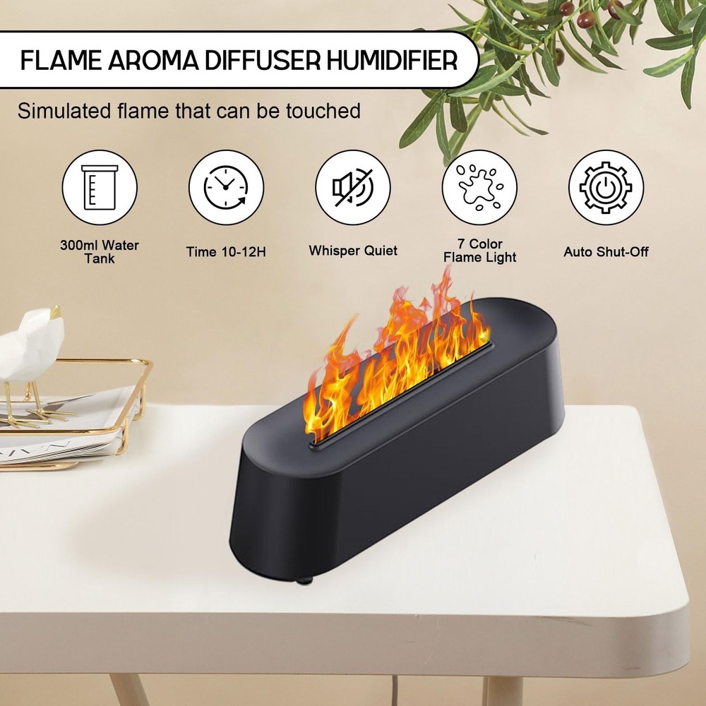 Fireplace Flame Diffuser, Aromatherapy Essential Oil Diffuser, 80ml Cool Mist...