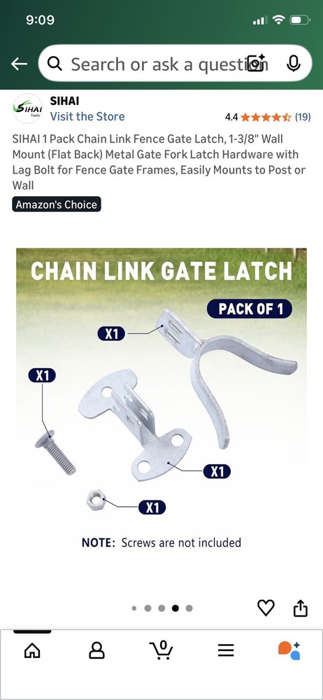 Gate Fork Latch 1 3/8" Wall Mount Chain Link Fence. Gate Hardware