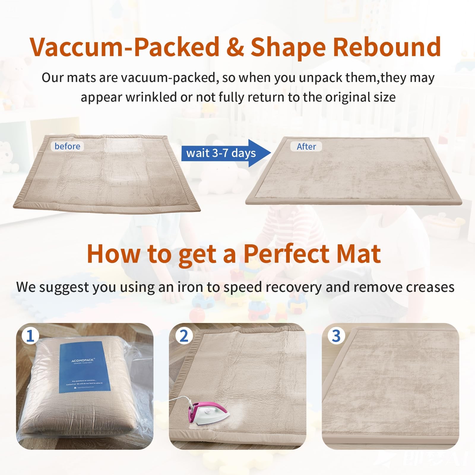 59x79in Baby Play Mat for Crawling,kids,Non slip Thick Memory Foam Nursery Rug