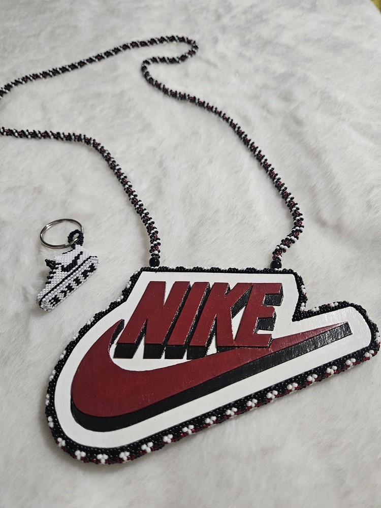 Nike handmade Beaded Logo Medallion & Sneaker Keychain Set