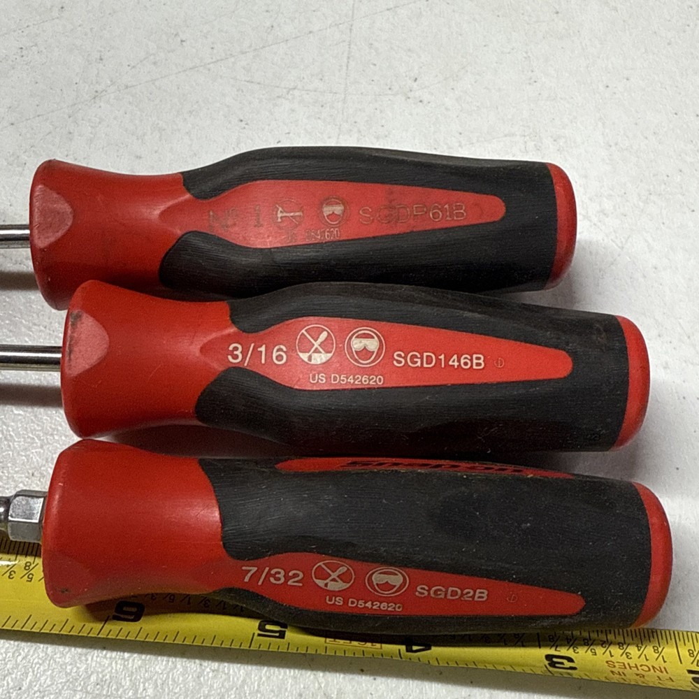 MSIC Snap On 3 Pc. Soft Grip Combination Screwdriver (red/Black) Pre Owned