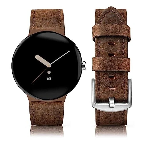 Genuine Leather Band Compatible with Google Pixel Watch 4 41mm #Retro Walnut