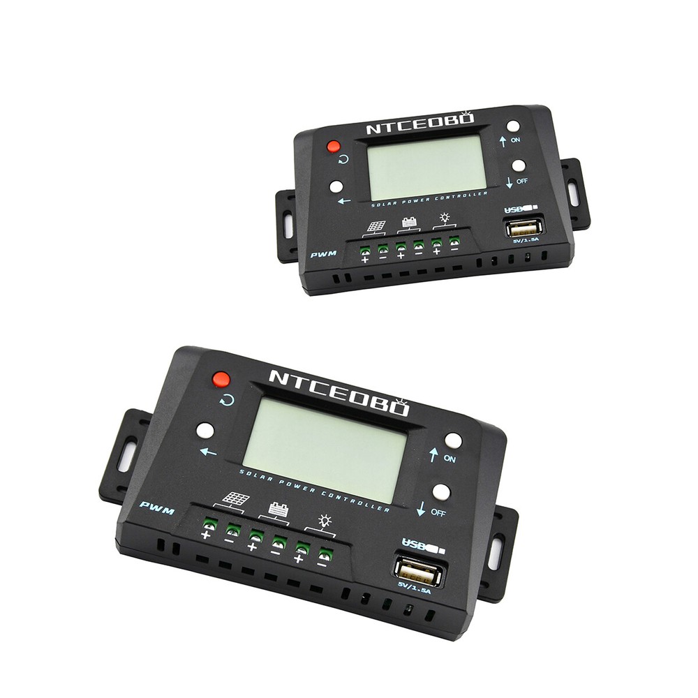 Large LCD Display 10A Solar Charge Controller 12V/24V,Double Button,USB Port