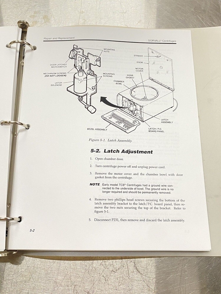 Sorvall TC6 Centrifuges Installation & Operations - Users Guide / Manual