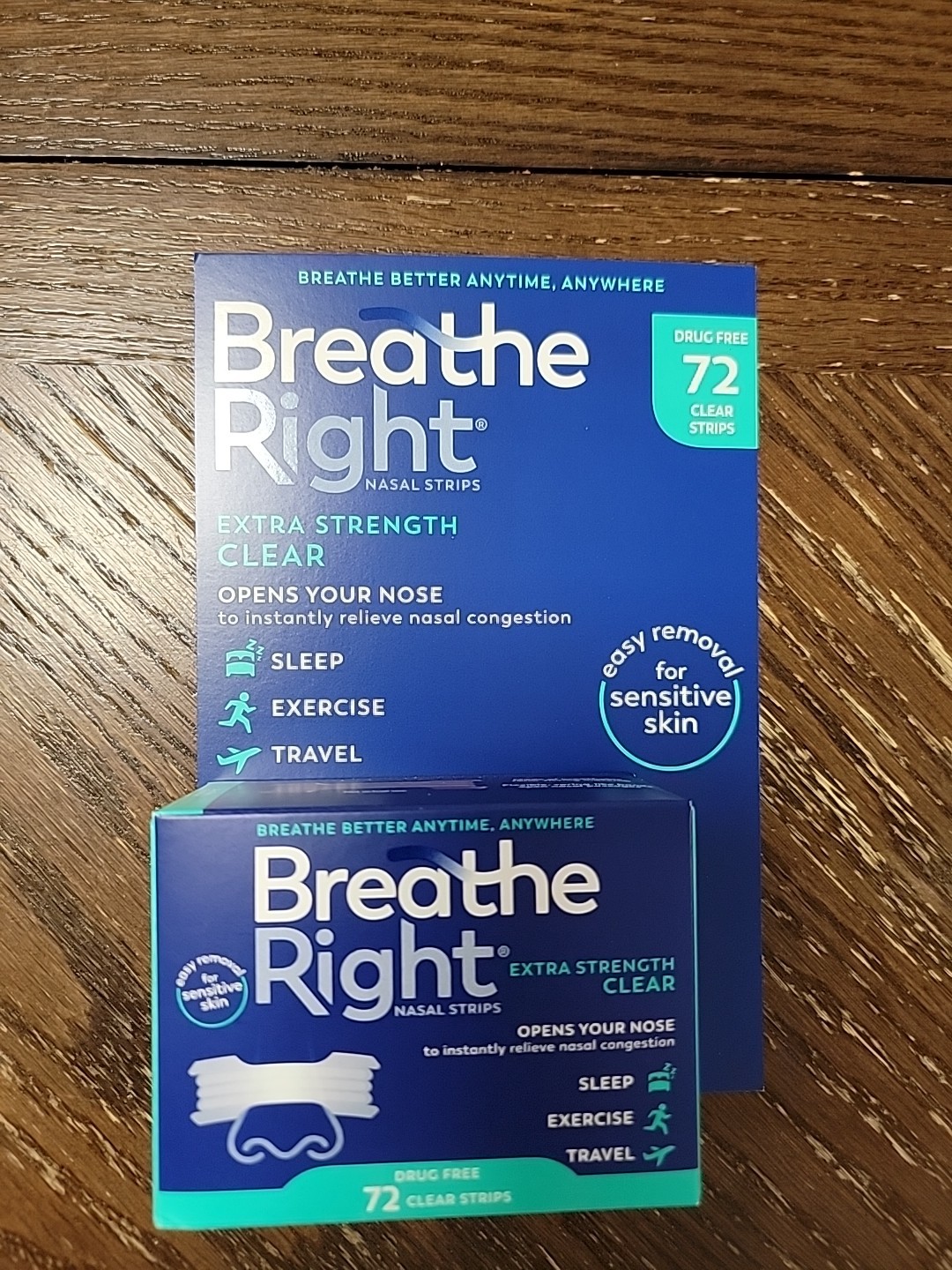 Breathe Right Extra Strength Clear Nasal Strips, 72 Strips. Exp 2029