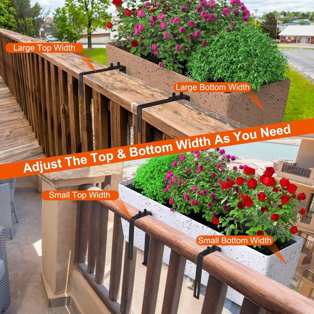 4Pcs Adjustable Planter Box Brackets Flower Box Holders Window Boxes Planters No