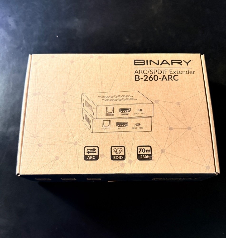 BINARY B-260-ARC AUDIO RETURN EXTENDER FOR HDMI ARC & SPDIF IN - (NEW-OPEN BOX)