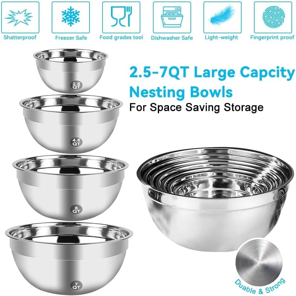 5-Speed Hand Mixer & 4 Nesting Bowls Set - Essential Kitchen Tools for Beginners