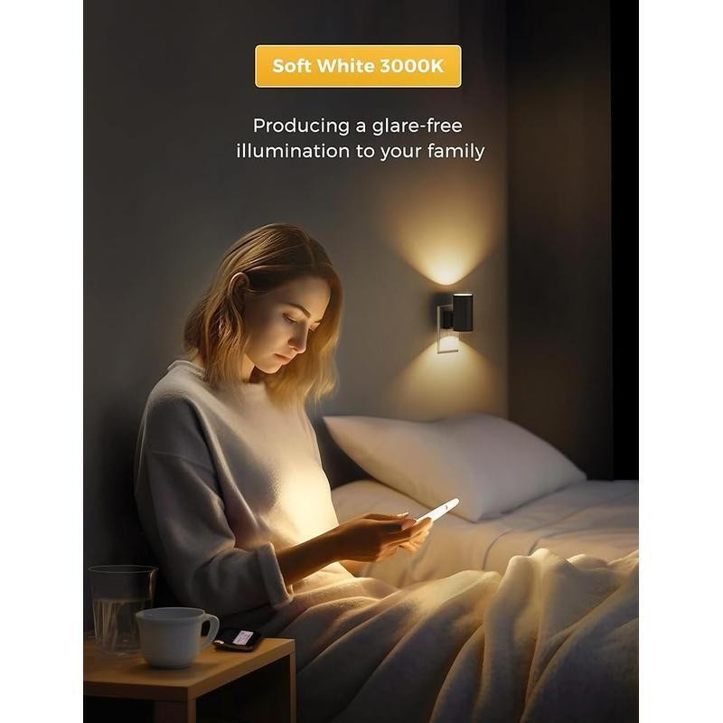 Adjustable Brightness Night Light Plug-in Dimmable Soft White 3000K 2 Pack New