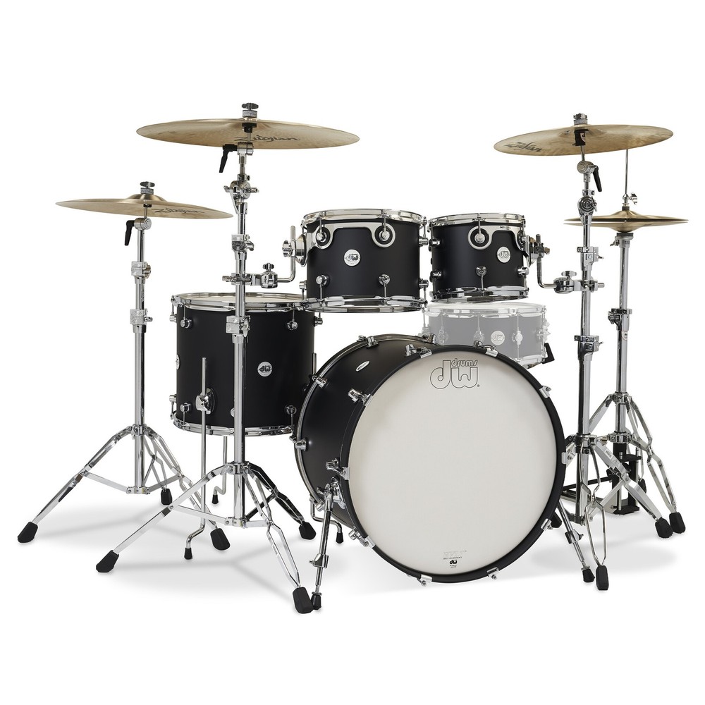 DW Design Series 4-Piece Maple Shell Pack, Black Satin Lacquer