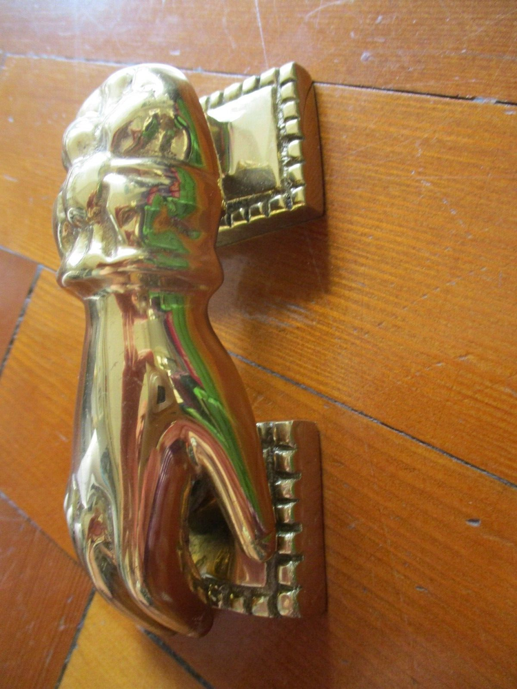Vintage solid brass lady hand door knocker