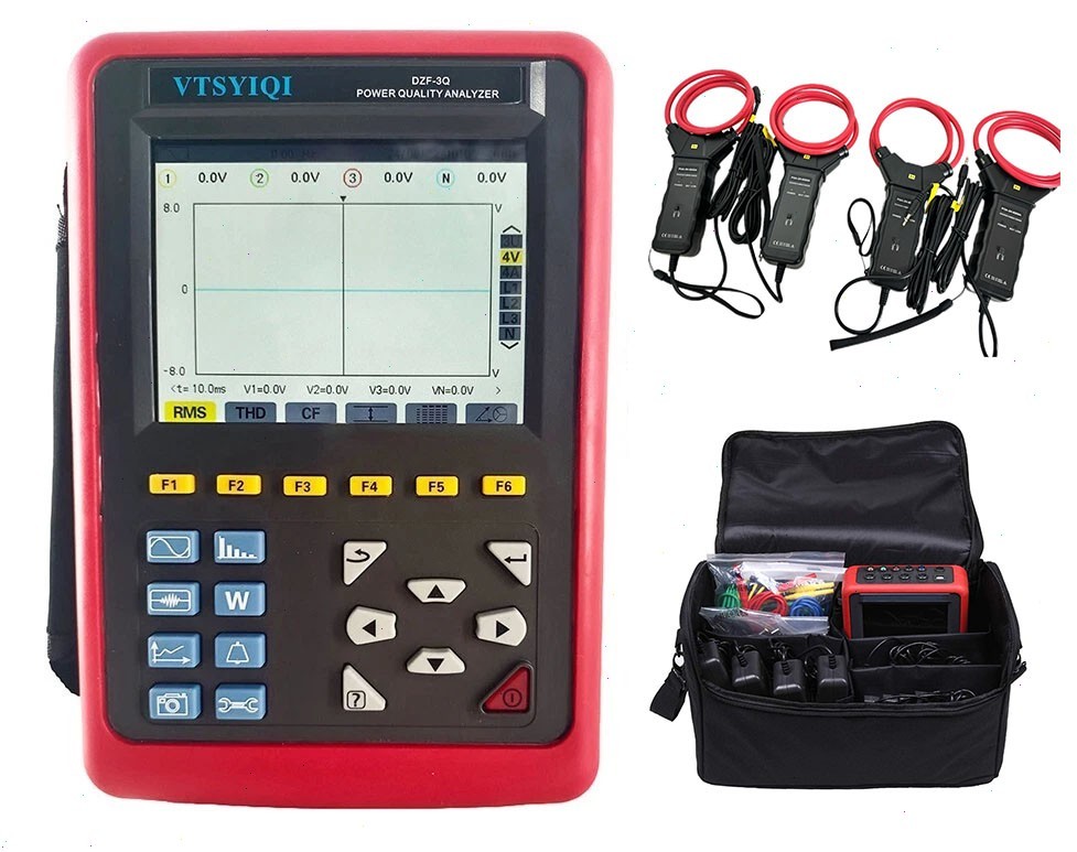 3 Phase Power Quality Analyzer with 4 PCS 6000A Flexible Coil Current Sensor