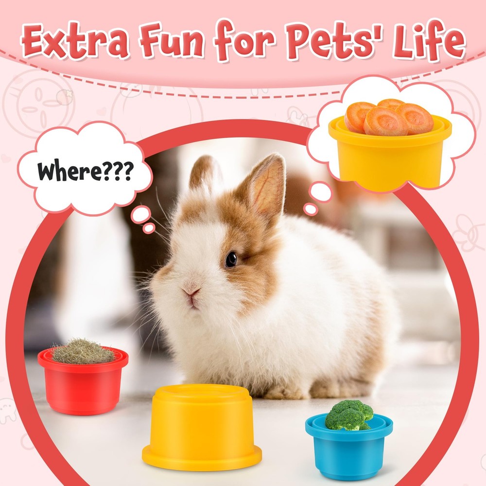 Bunny Toys, Stacking Cups for Rabbits, 8PCS Stackable Plastic Pet Nesting Sna...