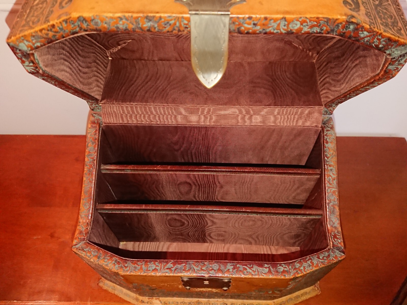 antique French leather letter box