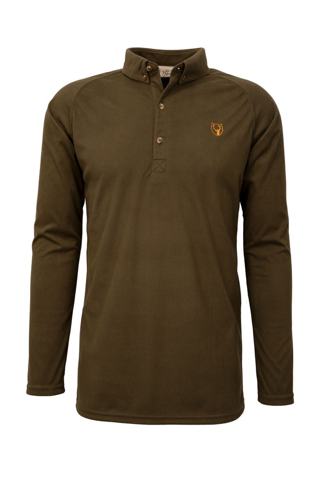 New!!! Hubertus Fleece Functional Polo Long Sleeve - Button Down