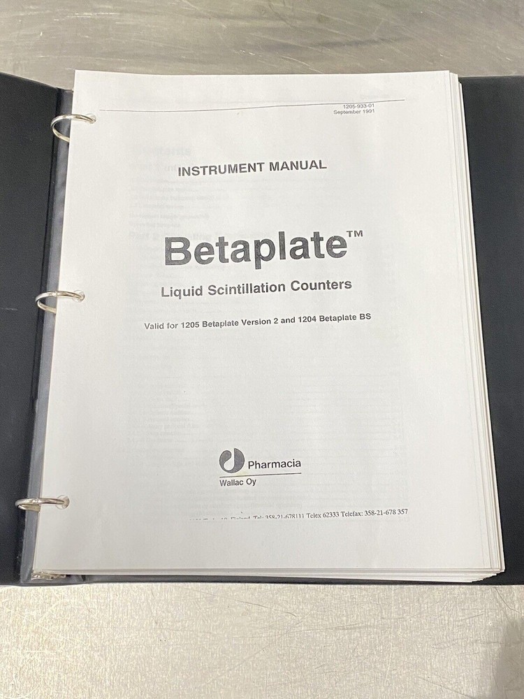 LKB Wallac 1205 Beta Plate Liquid Scintillation Counter - Users Guide / Manual