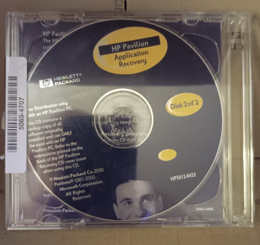 HP Pavilion Recovery Disc 2-Disk CD Set 2000 System