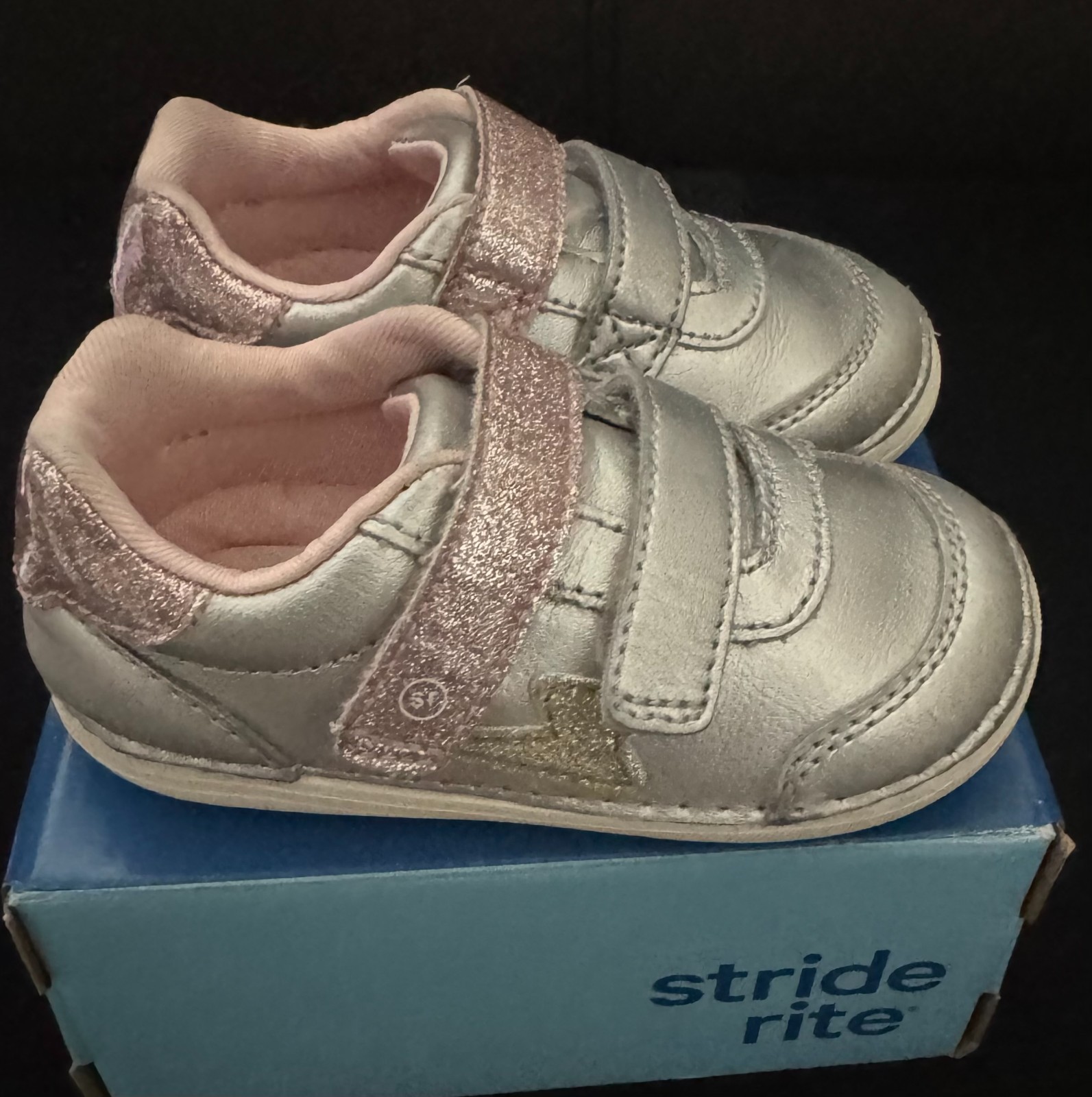 STRIDE RITE SM-Kennedy BG018003 Silver Pink Sparkle Sneakers Shoes Sz 6M Toddler