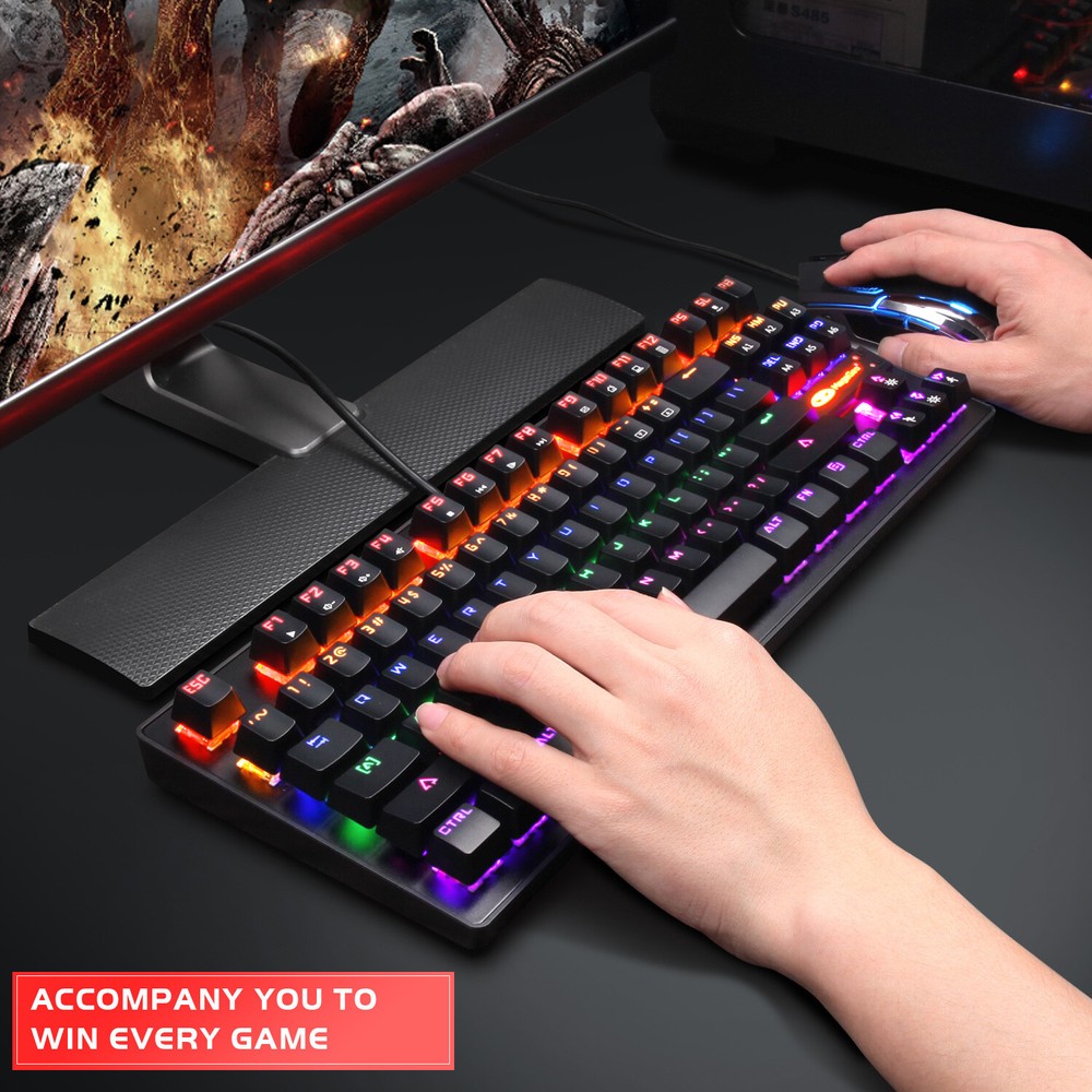 Mechanical Gaming Keyboard Computer Desktop and Mouse RGB Led Light Backlit