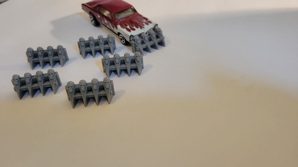 Mad Max, Gaslands, Skull Front Rams 6 items 3d printed. 1/64 scale.