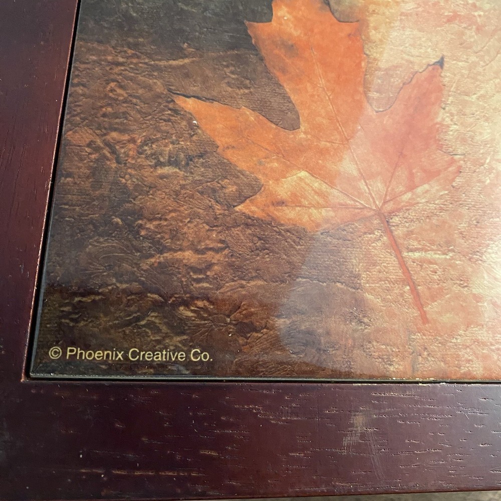 Phoenix Creative Co Maple Leaf Ceramic Tile Trivet Hanging Wood Framed