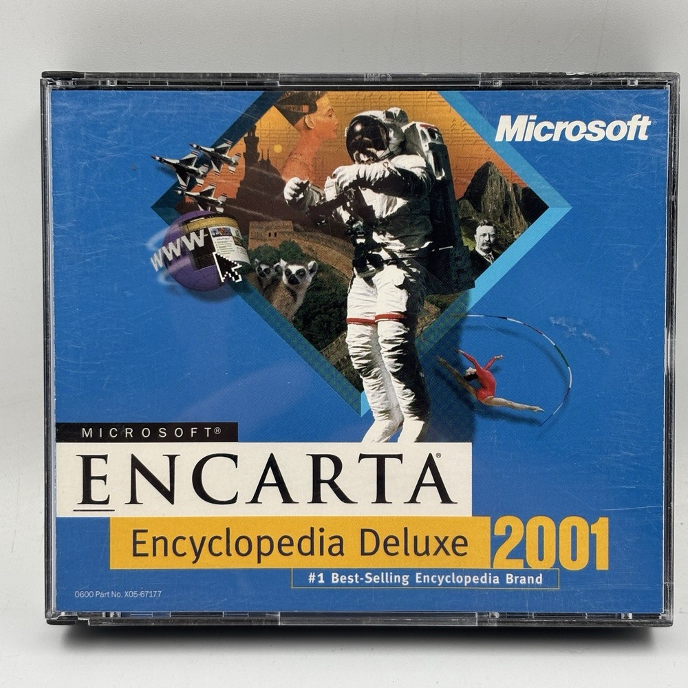 Microsoft ENCARTA Encyclopedia Deluxe 2001 CD-ROM PC 3 Disc Set