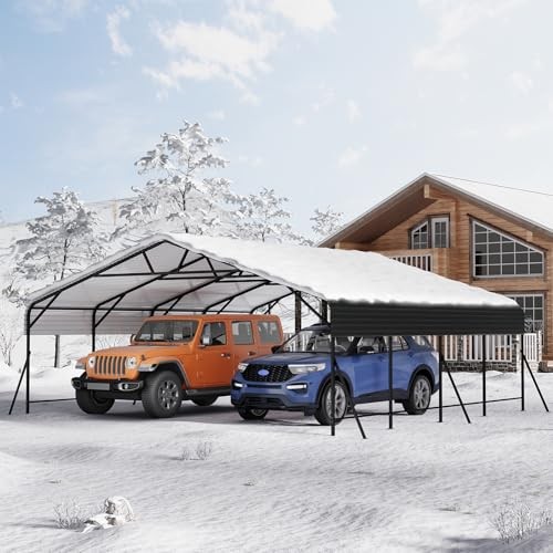 Heavy Duty Metal Carport 20 x 20 ft Outdoor Car Shelter Garage for Boats