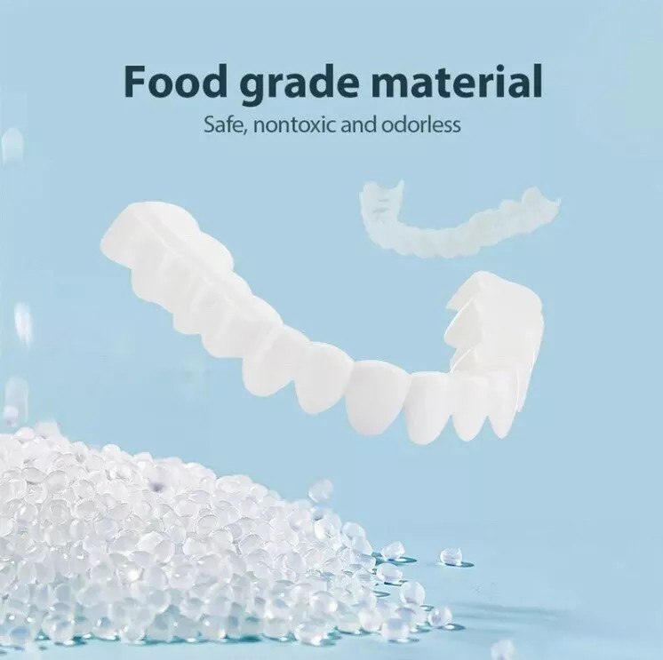 Snap On Upper＆Bottom Set False Teeth Dental Veneers Denture Tooth Cover Silicone