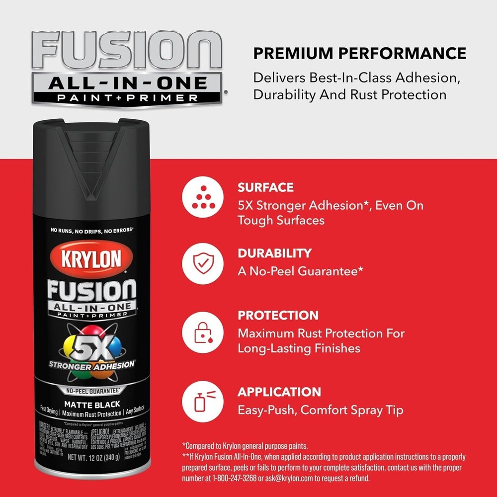 Fast-Drying Matte Black Spray Paint - 12 oz Rust Resistant for Multiple Surfaces