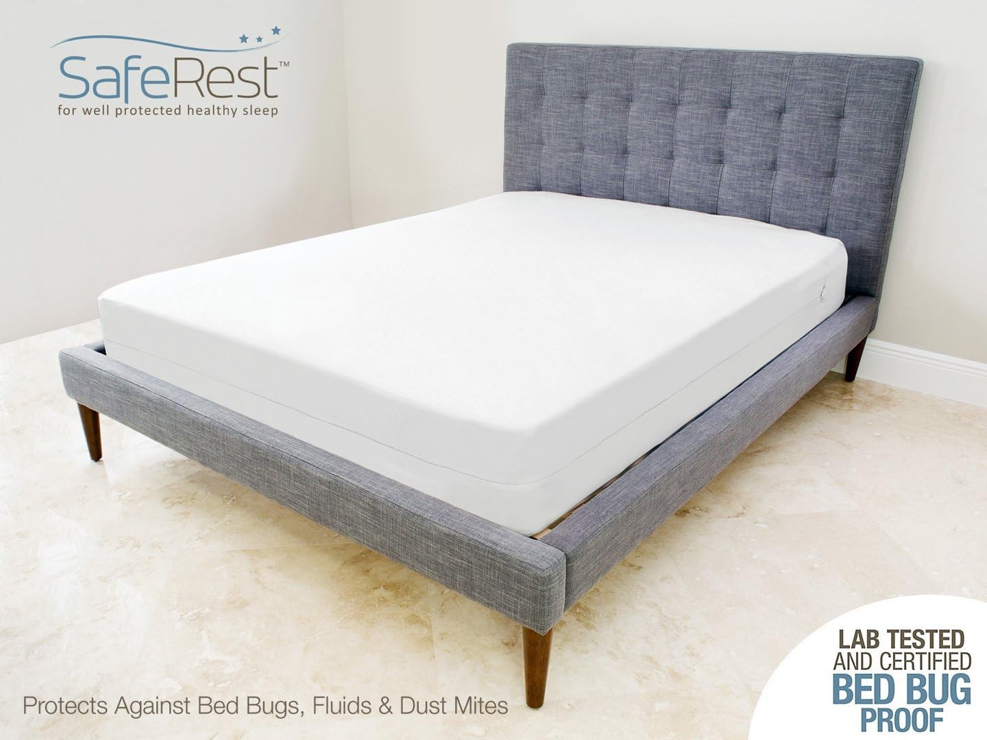 SafeRest Zippered Mattress Protector - Premium Waterproof Mattress Cover for Bed