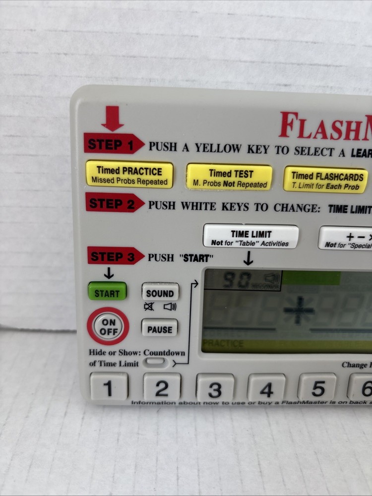 Flash Master Math Tables Electronic Learning Tool Model MT1A Tested Working