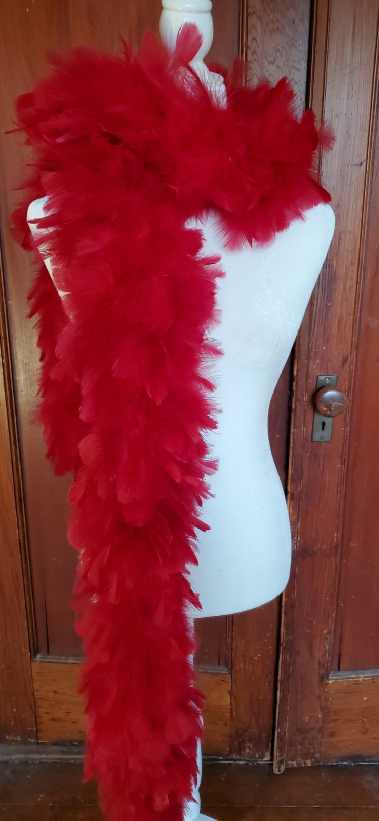 Vin 80" FULL RED TURKEY FEATHER BOA--Old Hollywood Glamour Cabaret 1920s Flapper