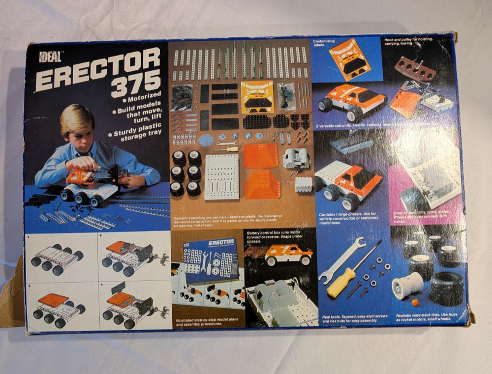 Vintage 1981 Ideal Erector Set 375 Motorized Construction Mostly Complete