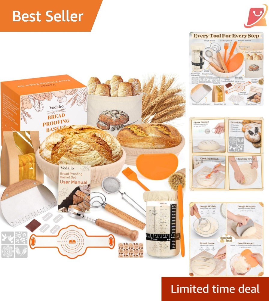 Sourdough Starter Kit with Proofing Baskets Bread Making Supplies Baking Tools