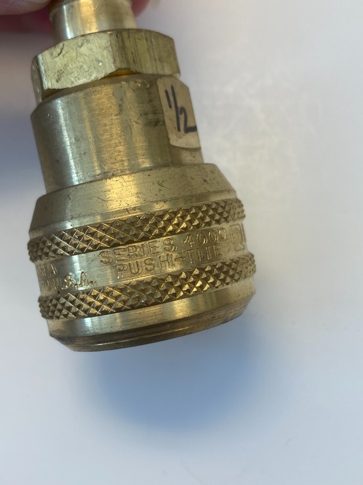 Hansen Pneumatic Coupler 1/2" Push-Tite x 1/2" Quick Release Coupler, Brass