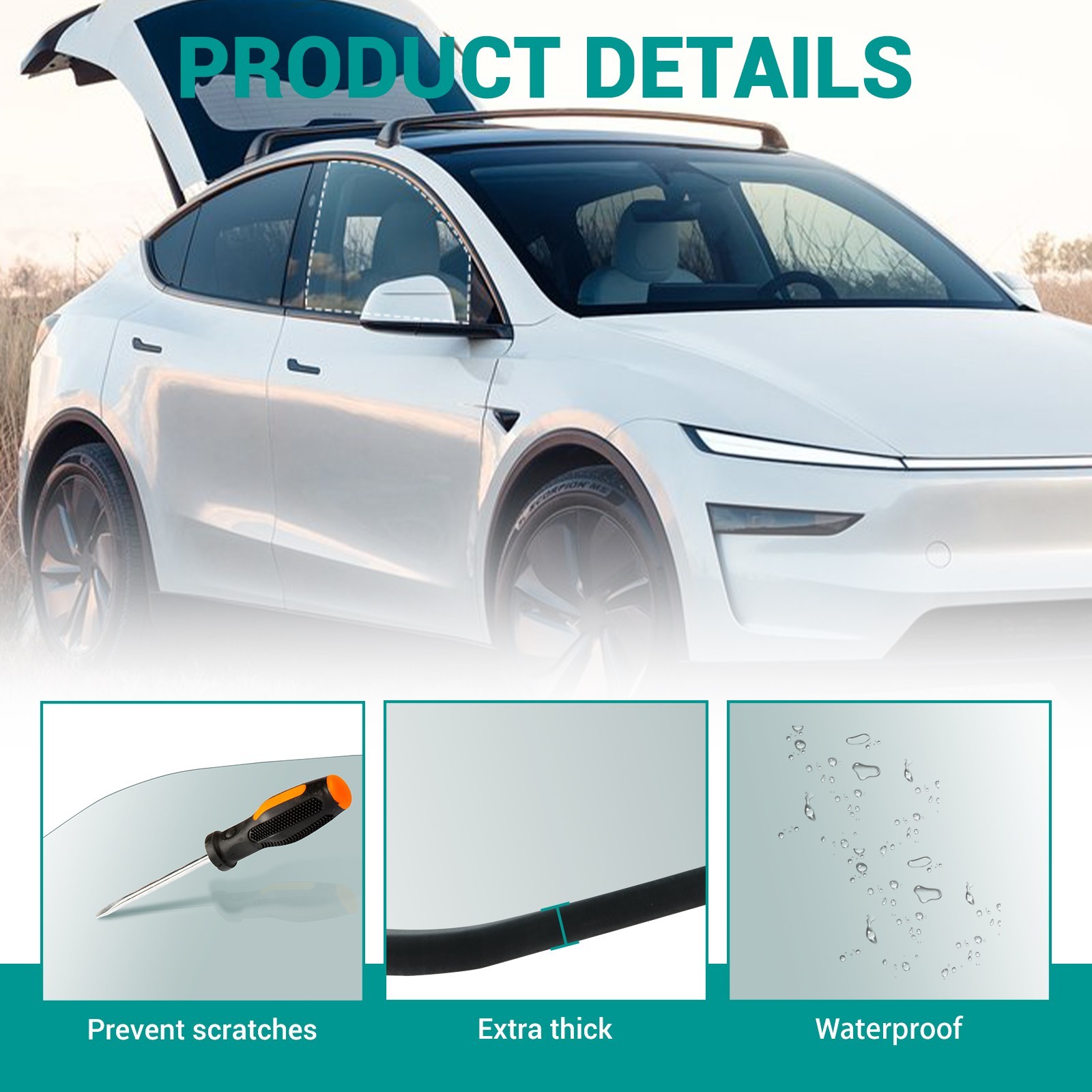 Right/Passenger Side Front Door Window Glass For 2020-2025 Tesla Model Y 4 Door